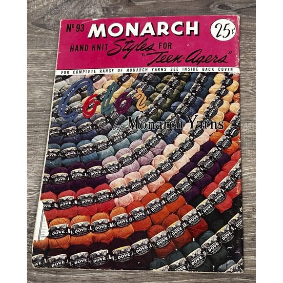 Vintage Monarch Hand Knit Style Book # 96 Pattern Book Yarns Paperback - Picture 6 of 6